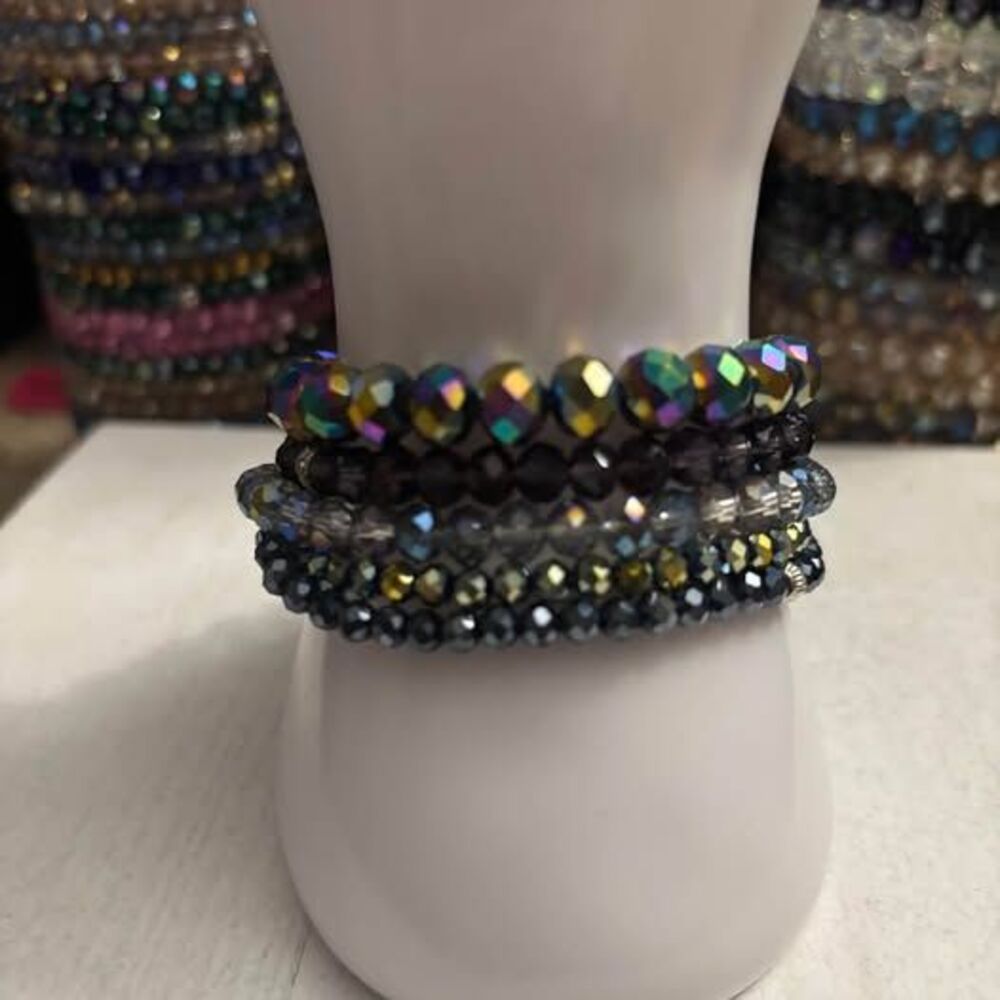 Handmade Beaded Stretch Bracelet Stack 0247